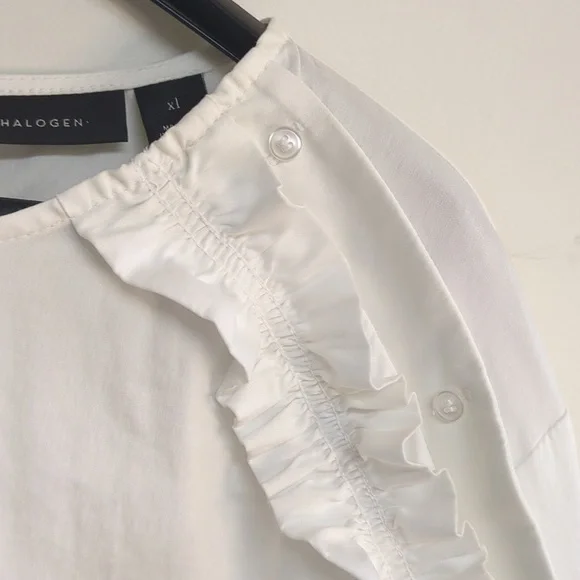 Halogen Ruffled Boxy White Top Size XL - Picture 9 of 12